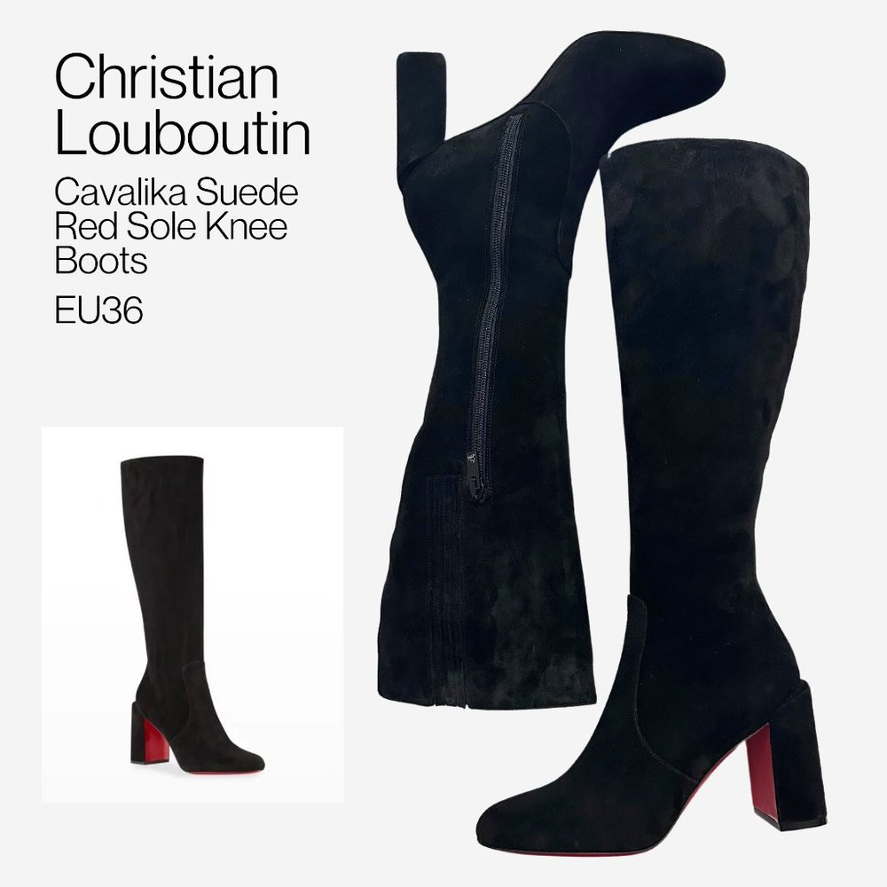 Christian Louboutin Cavalika Suede Red Bottom Knee Boots | EU36 | NWOT